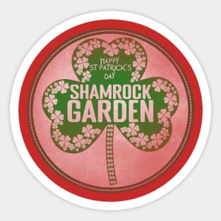 St Patricks Day Gardening - Happy St Patricks Day Shamrock Garden Retro Sticker